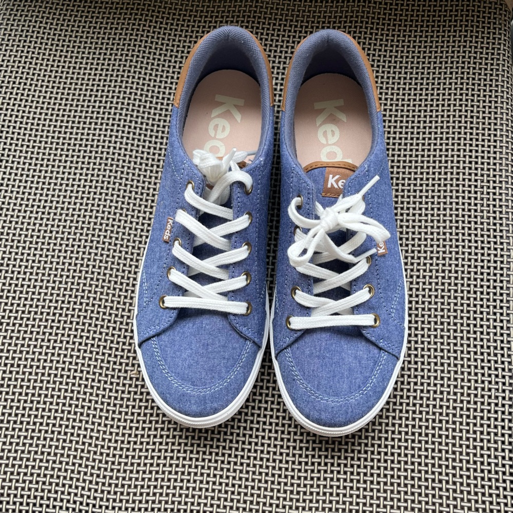 Keds Blue Canvas Lace-Up Sneakers with White Laces